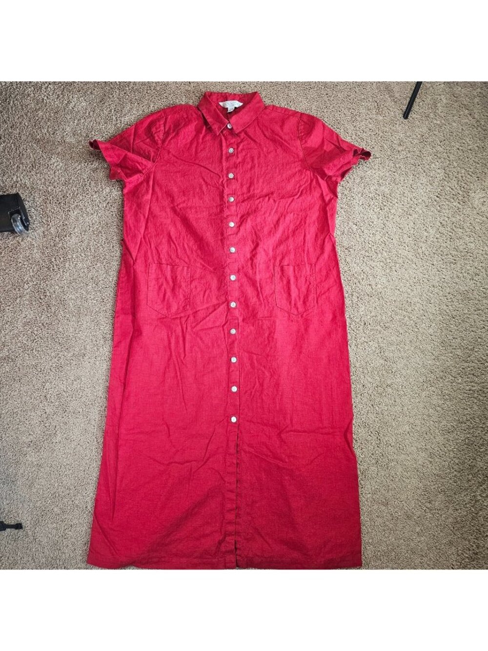 Casual Corner Annex Shirt Dress Womens 22W Red Button Front Linen Blend Y2K - Picture 1 of 13